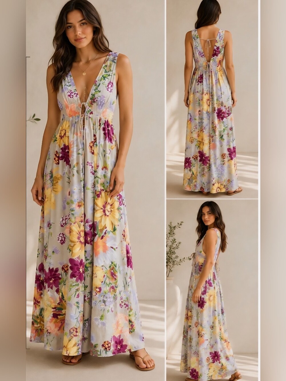 Floral V-Neck Maxi Dress